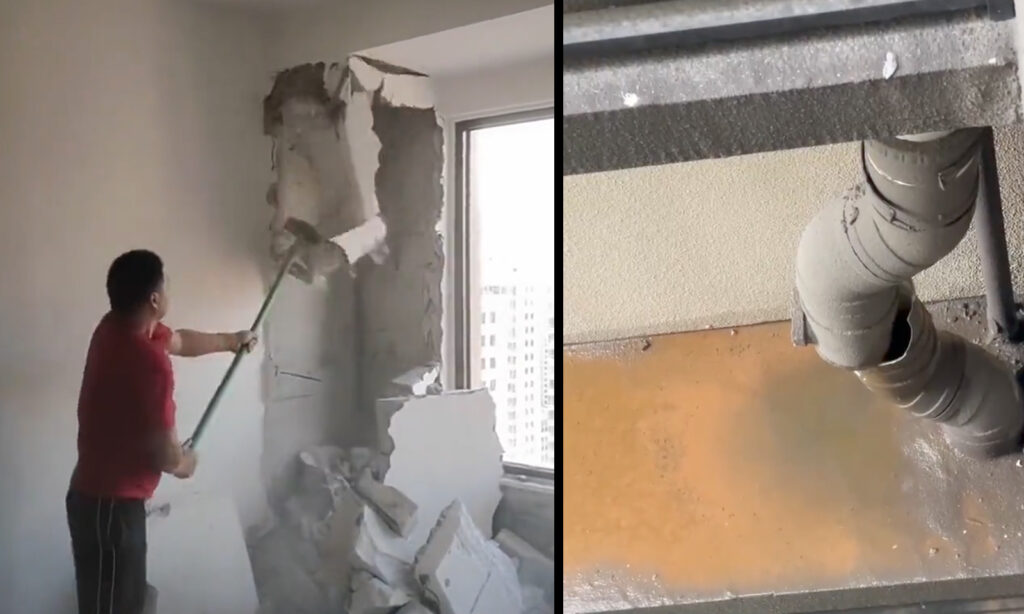 叩けばボロボロ崩れる「空洞の柱」　目を疑う中国の欠陥住宅は、検査をごまかす偽装か