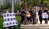 政府庁舎前で単独抗議する「車椅子の女性」　陳情をして、不当に年金を止められたか？＝中国・浙江省
