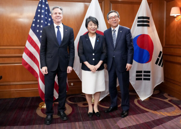 日米韓外相会談　安全保障協力で連携強化