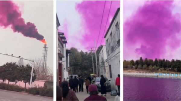 肥料工場から上がる「紫色の煙」　工場側は無害と言うが、地元民は健康被害を懸念＝中国 河南
