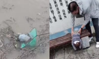洪水に流された1歳児が奇跡的に生還　漁網で引き揚げられ＝中国・湖南省