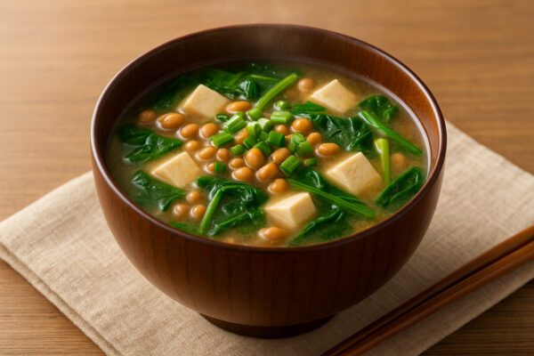 胃腸と腎を守る　ほうれん草と納豆の味噌汁