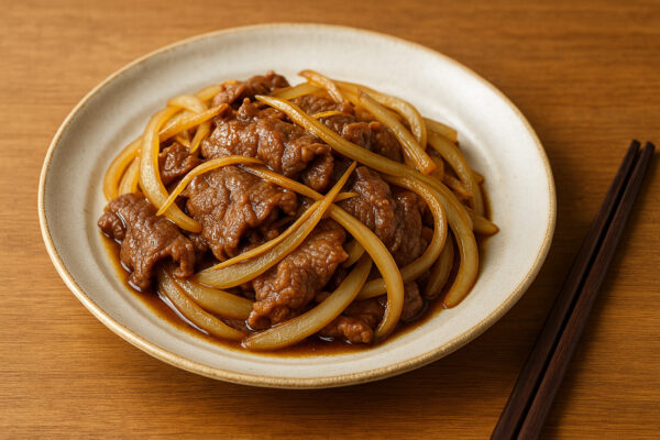 牛肉と玉ねぎ炒め：胃の張りや胃酸の逆流を和らげる
