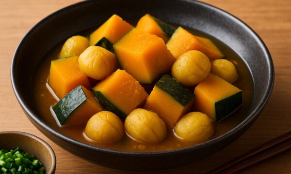 栗とかぼちゃの煮物：腎を温め、体の根本を養う