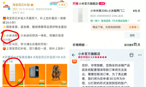 中国の大型通販セール　約250円で販売された冷蔵庫が発送されず