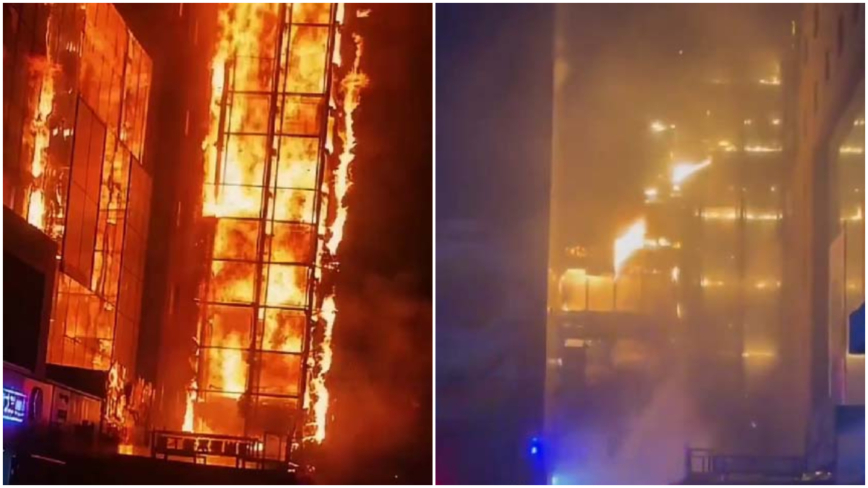 中国内モンゴルのビル火災　死者1人発表に批判　大規模炎上映像と食い違い