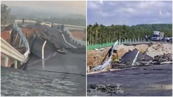 中国 開通前の幹線道路が崩落 また手抜き工事か