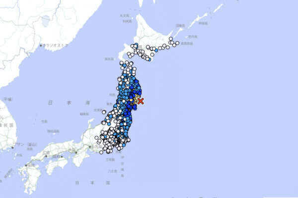 日本東北地方でM6.4の地震　津波警報は発令されず